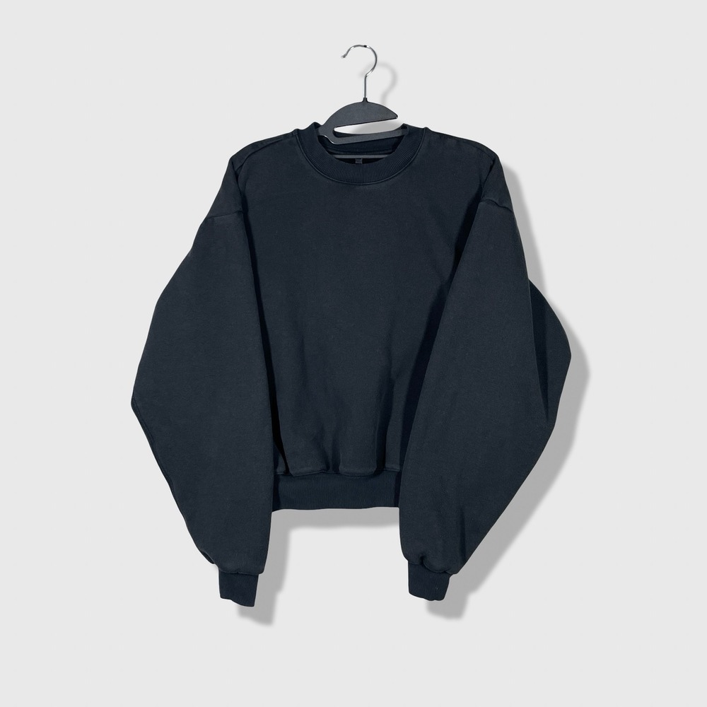 SKIMS Fleece Crewneck Sweatshirt Womens Medium Black Minimalist Streetwear